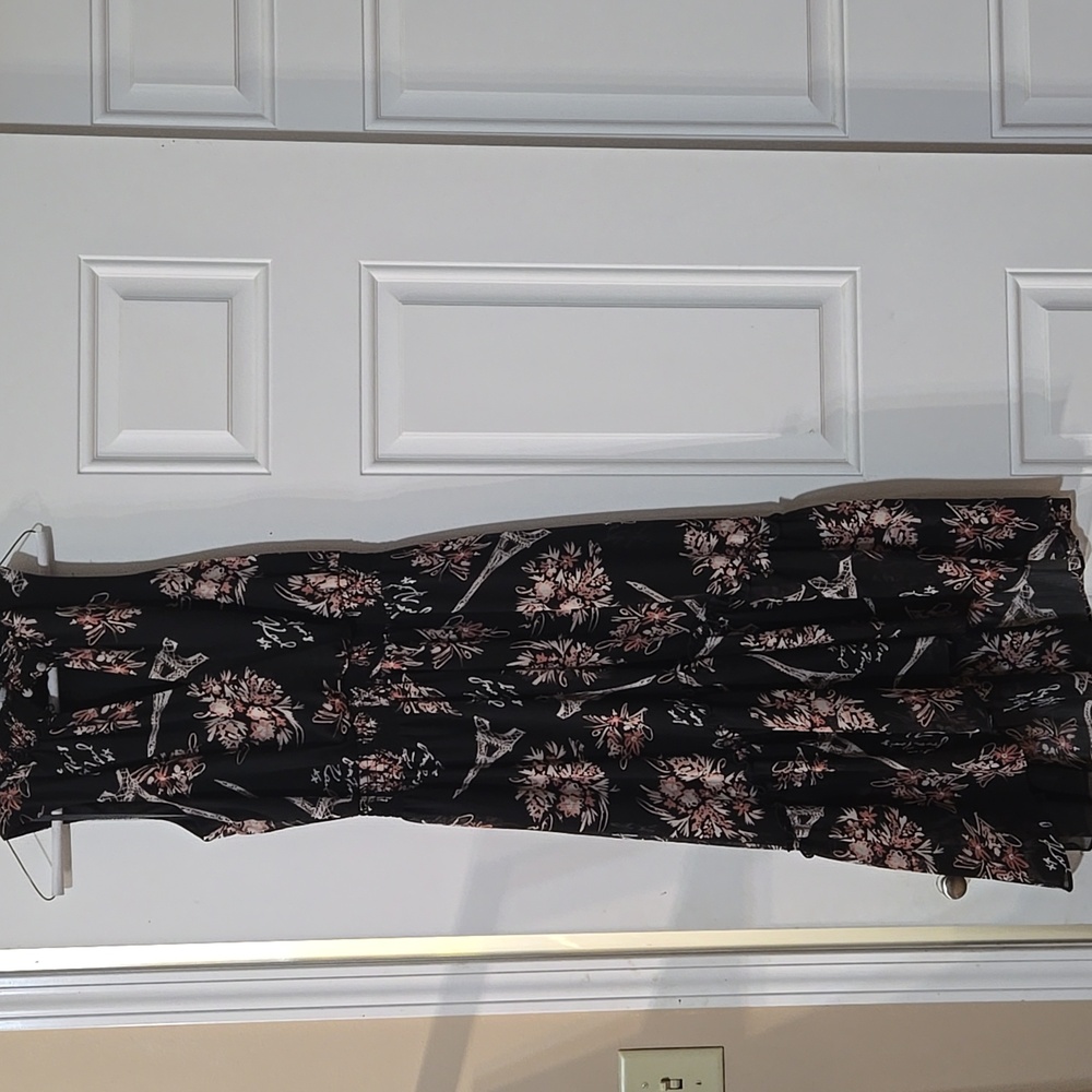 Karl Lagerfeld Black and Pink Floral Maxi Dress NWT Size 6